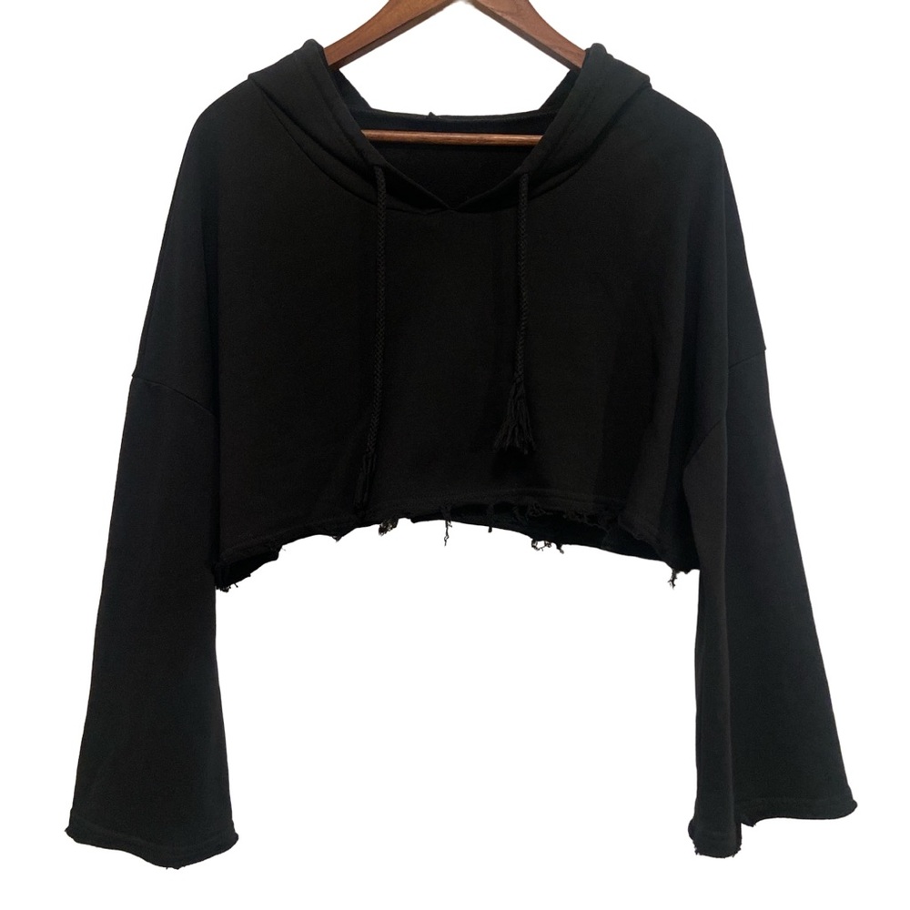 Distressed Cropped Hoodie